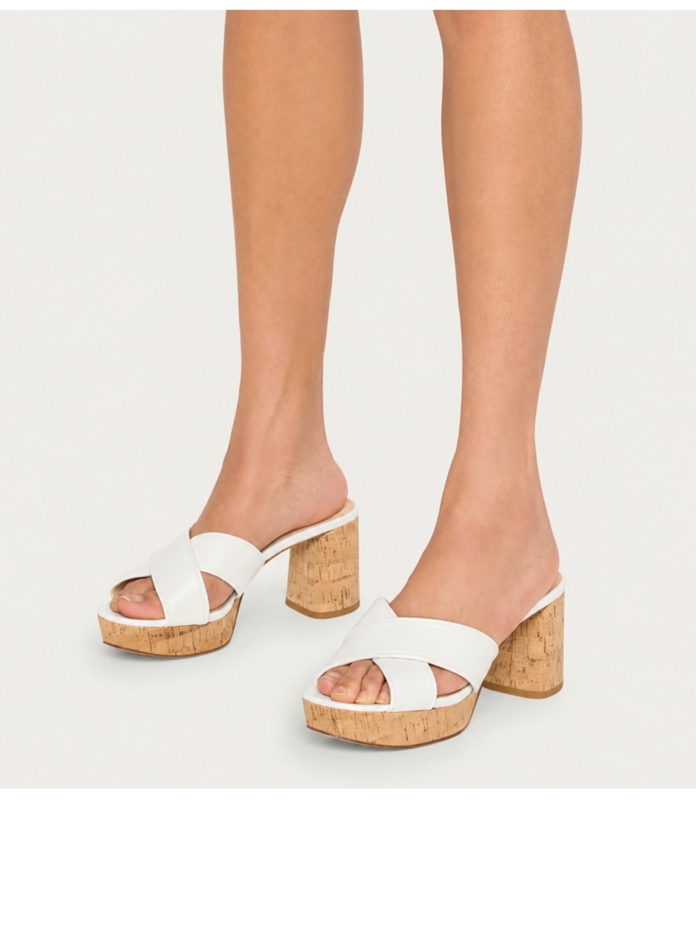 Veronica Beard Dory Platform Sandals | White Cork Cross-Strap | 9